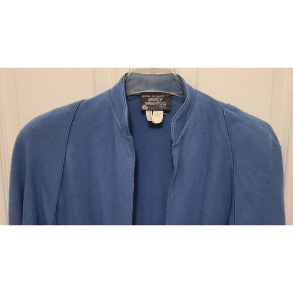 Vtg Simone Alexander for Patty Woodard Open Front Cardigan 100% Wool Blue Sz 7/8 - Picture 2 of 8